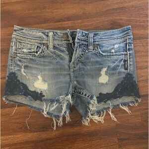 Silver Aiko jean shorts